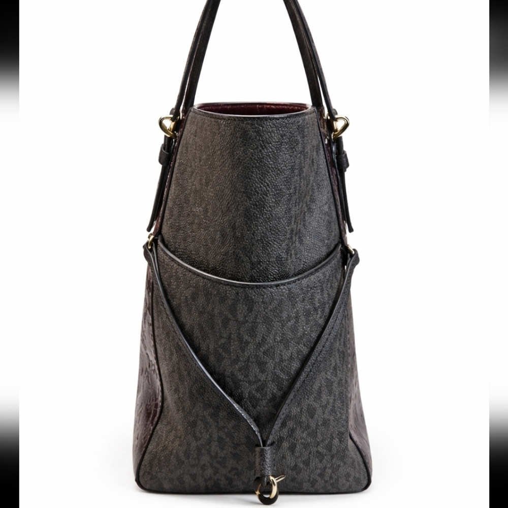 Michael Kors Burgundy Jet Set Patent Leather MK Embossed Travel Tote - Picture 4 of 8